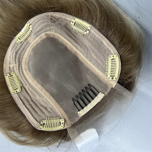 Adorno de encaje listo para enviar, encaje suizo de cabello humano con adorno de <span class=keywords><strong>pelo</strong></span> tejido para mujer, adorno de encaje alineado con cutícula virgen europea - Product Image 2