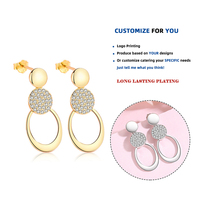E120 Boucles d'oreilles en argent sterling 925 pour femmes avec cercle et forme de losange, design simple et élégant