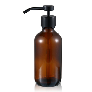 Botella de vidrio de 500 ml (16 oz) con bomba dispensadora de jabón, champú o jabón líquido, con etiqueta colgante de cerámica, modelo Longan Custom. - Product Image 2