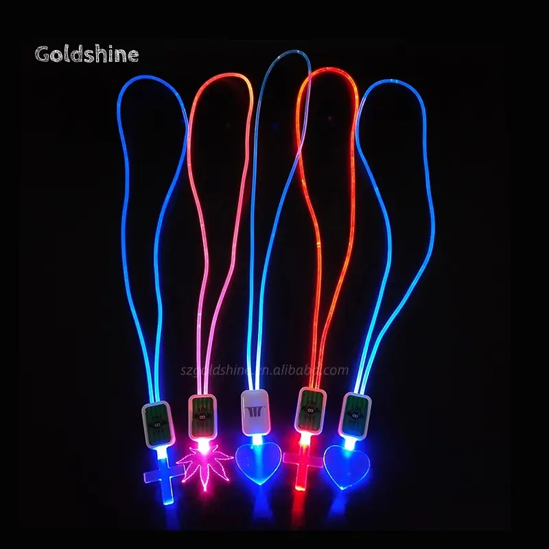 Wholesale Customize Logo Light Up Flashing LED Light TPU Neck Strap Glowing Hanging Cord Rope Lanyards for Party Events