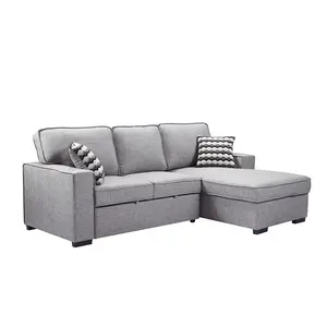 Factory wholesale cheap price Linen fabric L shaped sectional sofa modern European style living room sofa set