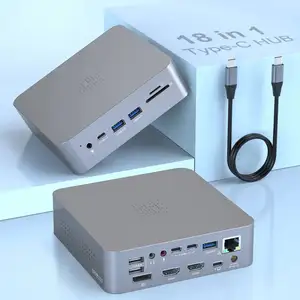 18 Ports Top Selling Usb Type C Hub USB - C Laptop Docking Station 2 hd-mi 4K@30HZ DP USB HUB