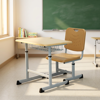 Ensemble bureau et chaise d'école primaire en Roumanie, réglable en hauteur, pour enfants