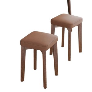 Taburete de Madera Maciza, Diseño Cuadrado Moderno, Apilable, Silla para Sala de Estar, Comedor, Asiento Pequeño y Sencillo para Dormitorio o Estudio - Product Image 5