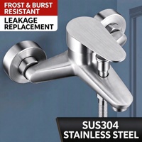 Robinet de douche monocommande mural en acier inoxydable brossé pour mélange eau chaude et froide