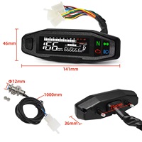 Upgrade Instrumen Motor Universal 12V Baru, Mini LCD Speedometer Tachometer Pengukur Bahan Bakar yang Dapat Disesuaikan, Dashboard ATV Skuter