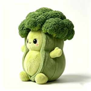 Customized Chubby rounded body <b>standing</b> broccoli figure, Soft fuzzy <b>vegetable</b> plush with small limbs - Product Image 5