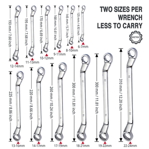 12pcs Industrial Grade Mirror Polished Metric Double Box Wrench <b>Set</b> Steel Heat Treated OEM Deep Offset - Product Image 4