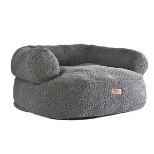 Venda quente Soft Luxo Espuma De Memória Ortopédica Pet Bed Soft Warm Polar Fleece Tecido Dog Bed com PU Logo