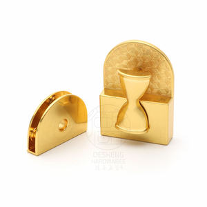 Accesorios para bolsos Cerradura de giro de metal Forma de puerta de arco Reloj de arena Cerradura de cadena dorada para bolso - Product Image 3