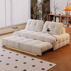 Sofá Cama Individual y Doble Estilo Crema para Sala de Estar, Plegable, Sofá Cama Multifuncional para Estudio y Dormitorio - Product Image 2