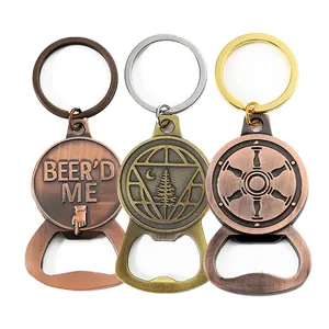 Personalized Custom Metal Antique Brass Bronze Color 3D Beer Bottle Opener Key Rings Keychain And Bottle Beer Opener