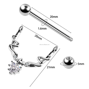 Joyas de <span class=keywords><strong>Piercing</strong></span> Corporal de Acero Inoxidable, Anillo en U para el Pecho, Barra para Pezón con Colgante de Corazón de Circonita Cúbica - Product Image 3