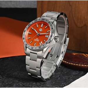 San Martin Men GMT Watch 39mm <b>Automatic</b> Mechanical <b>Wristwatch</b> 10Bar BGW-9 Luminous Sapphire NH34 Rare Mineral Gemstone Dial - Product Image 3