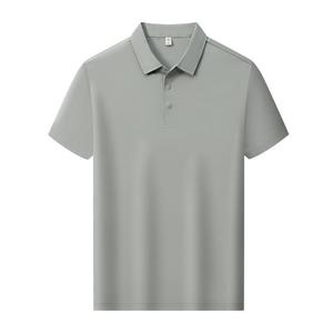 Camisa Polo de Tejido Liso de Algodón, Ropa de Trabajo de Verano, Cuello Camisero, Uso Diario Corporativo, Alta Calidad, Gris, Verde Claro, Blanco, Azul Marino - Product Image 1