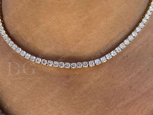 Collier à breloques tendance en argent 925 avec chaîne à maillons de 16 pouces et moissanite ronde de 20 carats pour femme, certifié IGI - Product Image 3