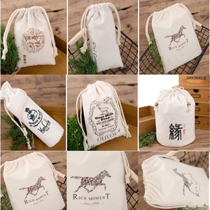 Pochette à cordon en coton biologique sérigraphiée avec logo personnalisé pour bijoux, emballage photo de qualité, sac cadeau, bougie, perruque, artisanat, protection anti-poussière - Product Image 4