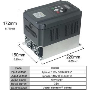 Variateur de fréquence TDIOZABKX 0,4-7,5 kW, entrée monophasée 110 V, sortie triphasée, variateur de vitesse moteur VFD - Product Image 4