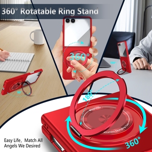 Nouvelle conception, coque magnétique antichoc en PC rigide avec anneau métallique et béquille 360° pour Samsung Galaxy Z <span class=keywords><strong>Flip</strong></span> Z <span class=keywords><strong>Fold</strong></span> 8 7 6 5 - Product Image 3