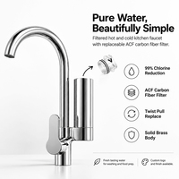 Robinet mélangeur d'eau chaude et froide en laiton chromé personnalisé avec filtre ACF certifié NSF pour évier de bar, robinet d'eau pure, robinets de cuisine
