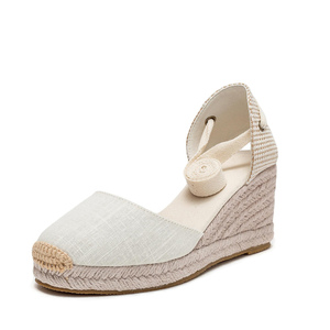 <span class=keywords><strong>Espadrilles</strong></span> <span class=keywords><strong>compensées</strong></span> minimalistes à bout fermé pour femme, avec semelle plateforme <span class=keywords><strong>chic</strong></span> en jute naturel, antidérapantes, pour les vacances - Product Image 6
