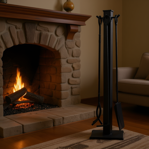 Juego de Herramientas para Chimenea de Hierro Forjado con Recubrimiento de Polvo Negro, Estilo Clásico para Leña, Decoración del Hogar - Product Image 2