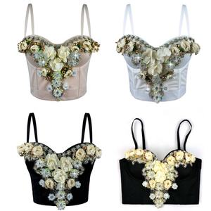 Nouvel Arrivage : Lingerie Sexy Luxueuse pour Femme avec Strass 3D en Forme de Fleur, Perles et Corset à Baleines Extérieures, Idéale pour les Soirées, En Stock - Product Image 1