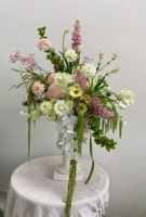 Boule de fleurs artificielle Anthurium rose vert naturel sauvage, centre de table fait main, arrangement floral pour mariage et allée centrale