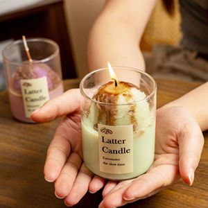 Bougie parfumée en forme de crème glacée au lait dans un bocal en verre, bougie artisanale aromatique, décoration de table, cadeau pour la maison - Product Image 4