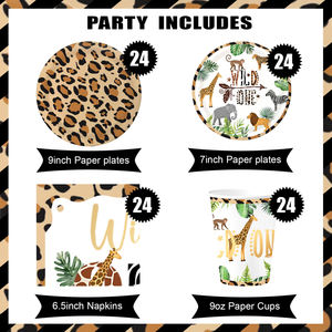 <span class=keywords><strong>Vaisselle</strong></span> thème sauvage assiettes en papier jetables 1er anniversaire fête fournitures ensemble serviettes Jungle forêt Animal bébé douche - Product Image 2