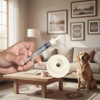 Mangeoire en plastique pour animaux de compagnie nouveau-nés (chatons, chiots, chiens) - Seringue jetable détachable, tétine miracle pour l'alimentation et l'abreuvement manuel