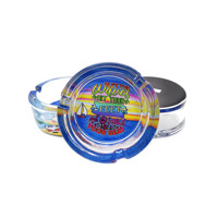 Cendrier rond en verre imprimé sur le thème de la plage, motif côtier coloré, cendrier de bureau pour cigares et cigarettes