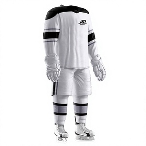 Uniforme de Hockey sobre Hielo Personalizado LMI LM para Hombre, Blanco y Negro, Sublimado, Transpirable, 100% Poliéster, Servicio OEM para Adultos, Ropa Deportiva - Product Image 2