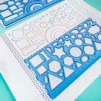 Règle en plastique multifonctionnelle et polyvalente, modèle creux, pour kaléidoscope, gabarit de dessin de journaux manuscrits et de croquis, pour élèves du primaire