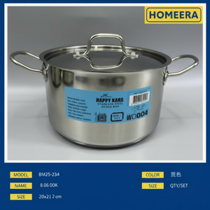 Lot de 8 casseroles de luxe en acier inoxydable 34L 20x115cm avec couvercle en métal pour cuisinière à gaz en boîte Fournisseur de gros - Product Image 1