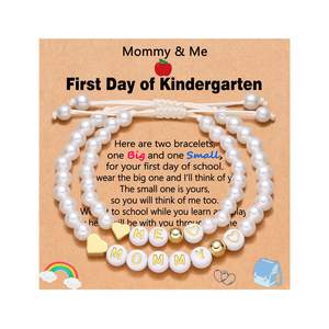 Pulsera Ajustable Hecha a Mano con Cuentas Redondas de Piedras Naturales y Espaciadores Ingleses, Estilo Mamá e Hija, Color Rosa - Product Image 6