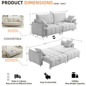 Sofá Cama Moderno de Tamaño Completo, Sofá Cama Convertible Tipo Futón para Sala de Estar, Venta al Por Mayor - Product Image 6