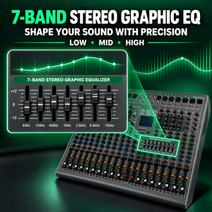 18 Input <strong>DJ</strong> Mixer with USB Recording 99 Digital Effects Echo <strong>Control</strong> for Karaoke Studio Concert and Professional Audio Systems - Product Image 2