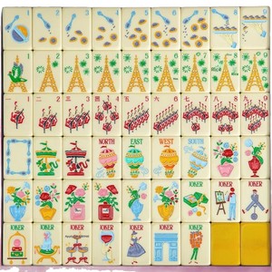 Fichas de Mahjong con Temática Romántica de París - Diseños Creativos de la Torre Eiffel y el Moulin <span class=keywords><strong>Rouge</strong></span>, Estilo de Ilustración Vintage - Product Image 5