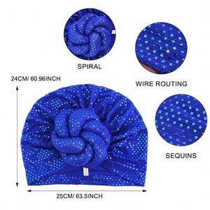 Venta al por mayor Gran trenza anudada turbante pre-atado étnico poliéster diademas mujeres africanas al aire libre pañuelo - Product Image 5