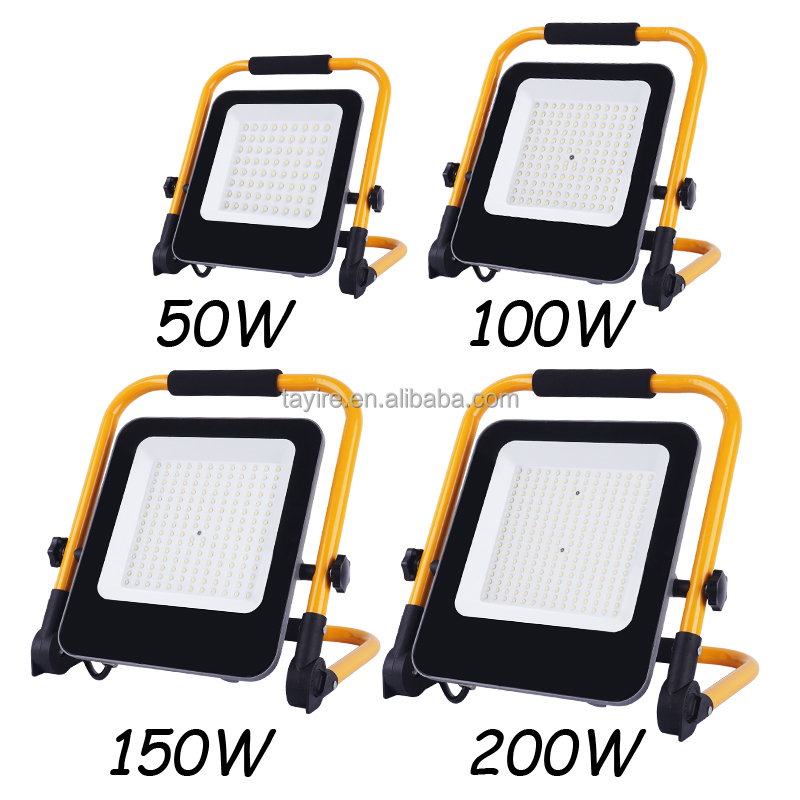 Portable 50W/100W/150W/200W LED Construction Outdoor Garage Security Flood Light EU Plug AC IP66 Working Stand Floodlight