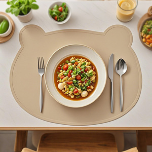 Manufacturer Personalized Custom Logo Printing Baby Placemat <b>Silicone</b> Set <b>Silicone</b> Bear Shape Placemat for Kids - Product Image 3