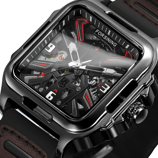 China Wholesale for New Square Case Automatic Skeleton Mens Fashion Mechanical Alloy Luminous Watch