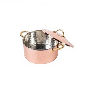 Pot de service en cuivre avec poignée et boutons en laiton, fait main, forme ronde, au prix le plus bas - Product Image 1