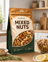 Sachet refermable personnalisé pour emballage de noix, qualité alimentaire PE, 500g 1kg, avec fermeture éclair en aluminium pour snacks