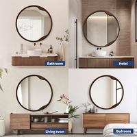 Espejo Redondo de Madera con LED Inteligente Antivaho, Espejo de Baño de Diseño, Espejo Sanitario IP44 CE RoHS