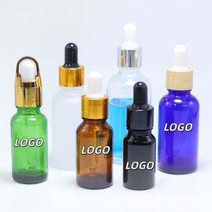 Essential <b>Oil</b> <b>Bottle</b> Clear Matte White Frosted Black Amber 5ml 10ml 15ml 20ml 1oz 2oz 3oz Glass Dropper <b>Bottle</b> With Gold Dropper - Product Image 1