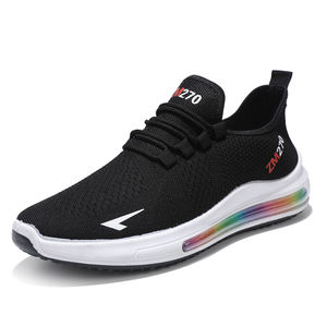 <span class=keywords><strong>Zapatillas</strong></span> de deporte de talla grande para hombre, zapatos blancos y negros de punto con <span class=keywords><strong>media</strong></span> palma y cojín de aire, <span class=keywords><strong>precio</strong></span> bajo - Product Image 2