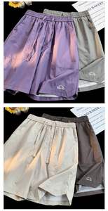 กางเกงกีฬาขาสั้นสำหรับผู้ชายกางเกงวิ่งผ้าคอตตอนโอเวอร์ไซส์แห้งไวปานกลางพิมพ์ลายแฟชั่น - Product Image 5