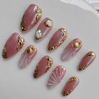 Impresionantes Uñas Acrílicas Francesas Estilo Almendra, Puntas Largas Cuadradas Stiletto, Venta al por Mayor, Hechas a Mano, Aplicación con Pegamento